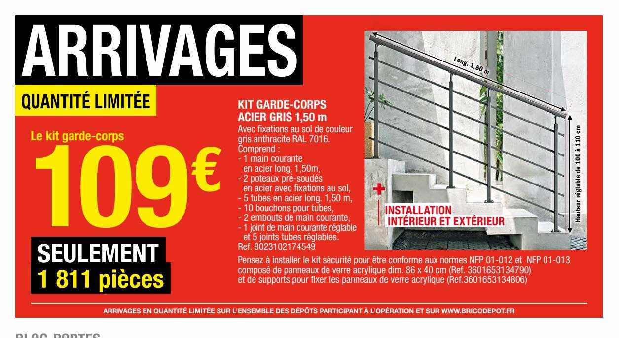 kit garde-corps acier gris 1,50 m