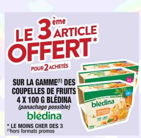 la gamme des coupelles de fruits 4x 100g blédina