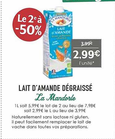 lait d'amande dégraissé la mandorle