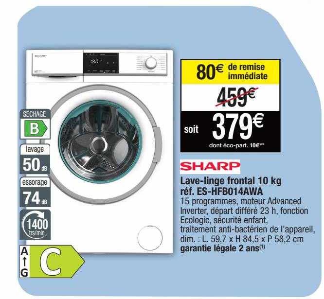 lave-linge frontal 10 kg sharp