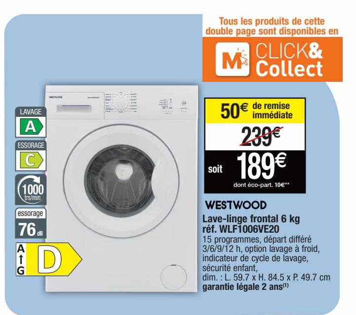 Lave-linge Frontal 6 Kg Westwood