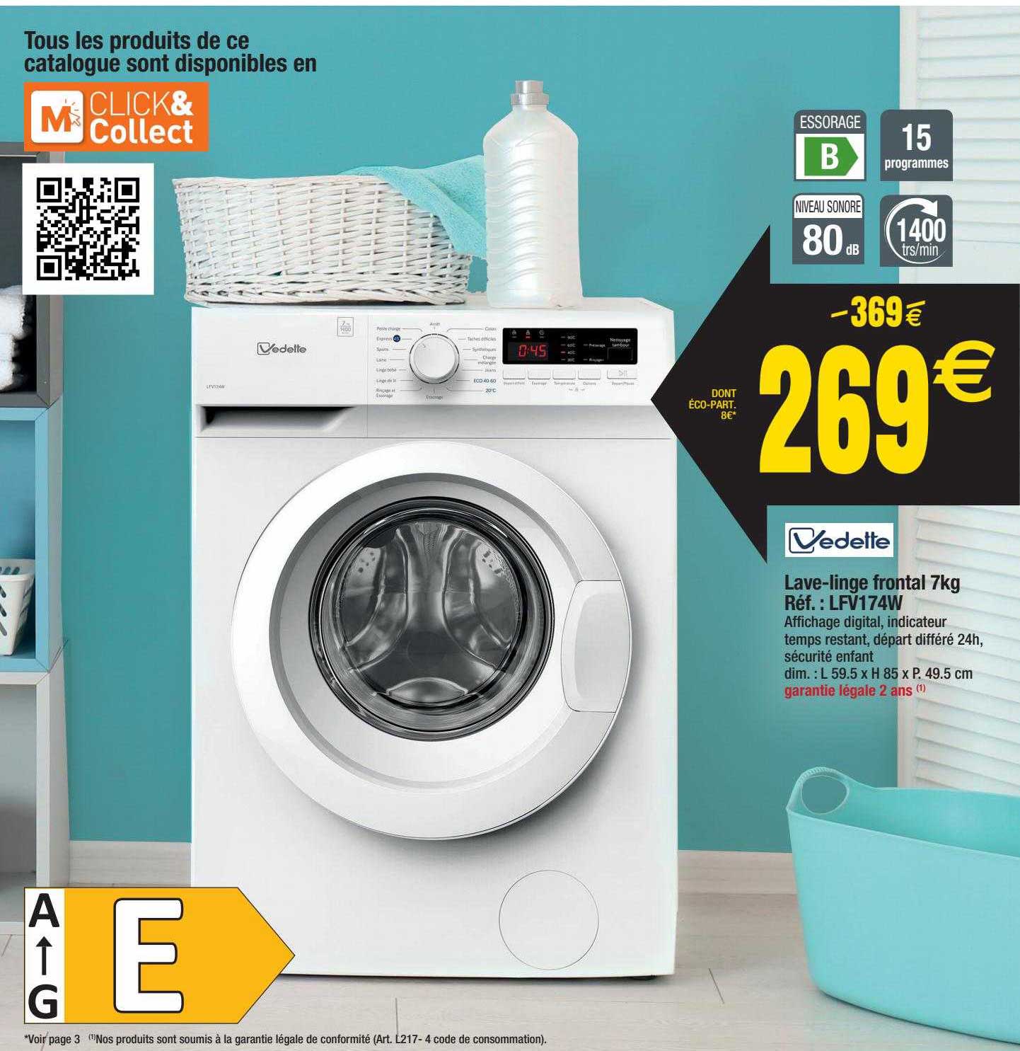 lave-linge frontal 7 kg vedette