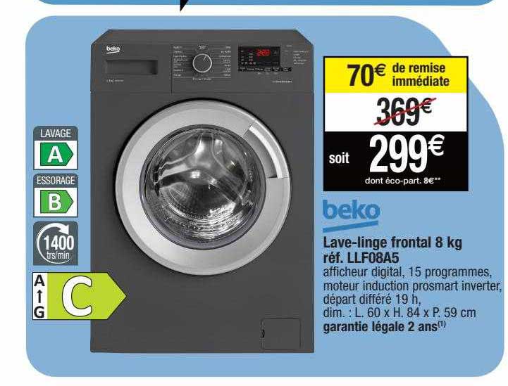lave-linge frontal 8 kg beko