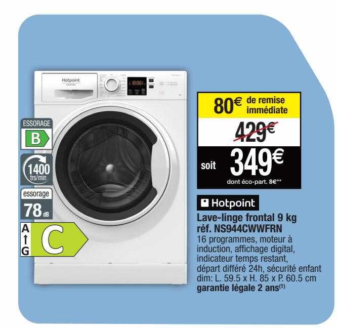 lave-linge frontal 9 kg hotpoint
