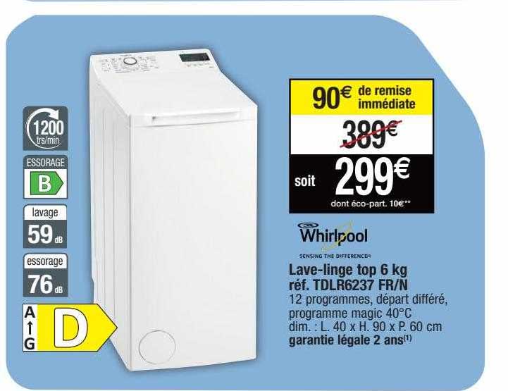 lave-linge top 6 kg whirlpool