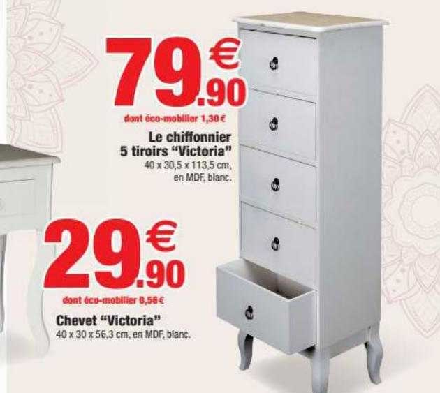 le chiffonnier 5 tiroirs "victoria", chevet "victoria"