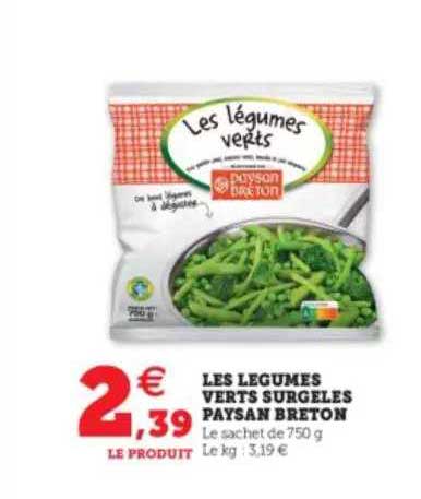 les légumes verts surgelés paysan breton