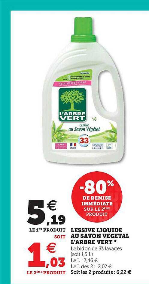 lessive liquide au savon végétal l'arbre vert