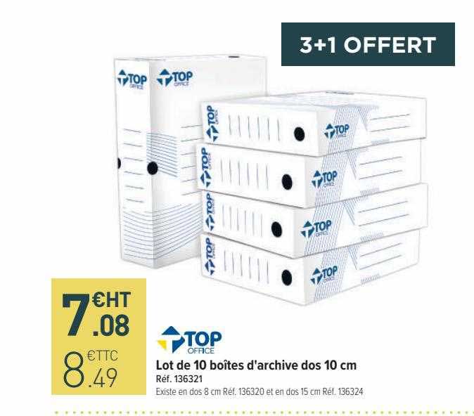 lot de 10 boîtes d'archive dos 10 cm