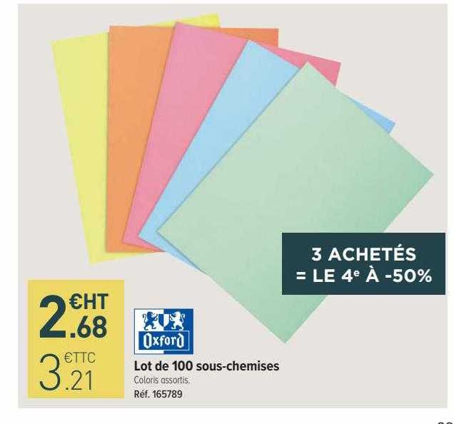 lot de 100 sous-chemises oxford