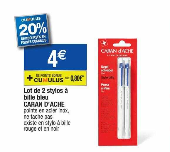 lot de 2 stylos à bille bleu caran d'ache