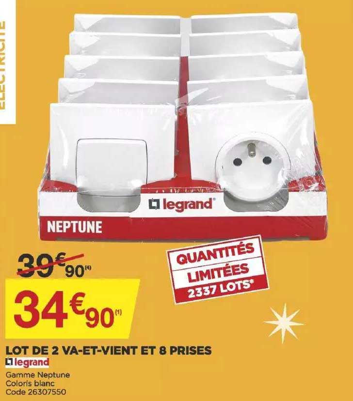 lot de 2 va-et-vient et 8 prises legrand