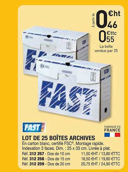 lot de 25 boîtes archives fast
