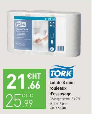 lot de 3 mini rouleaux d'essuyage tork