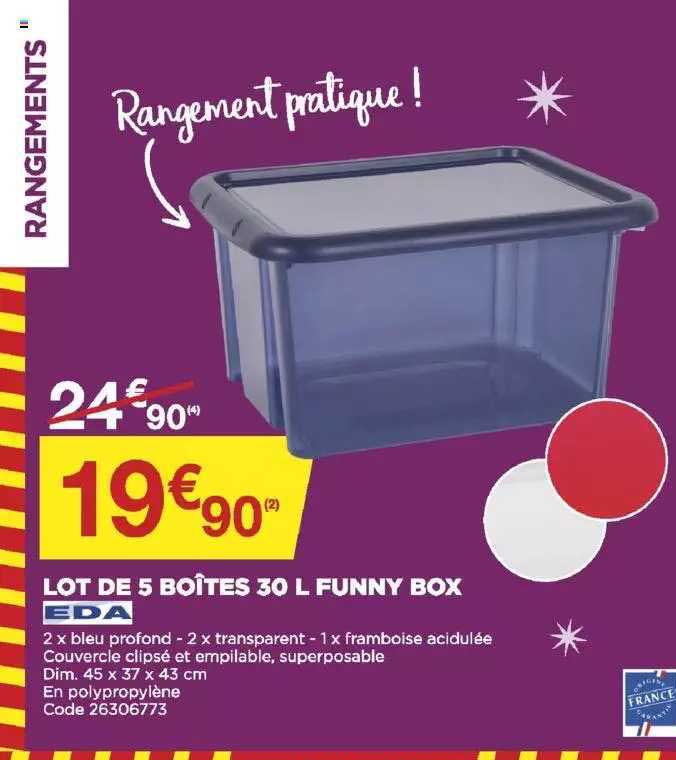 lot de 5 boîtes 30 l funny box eda