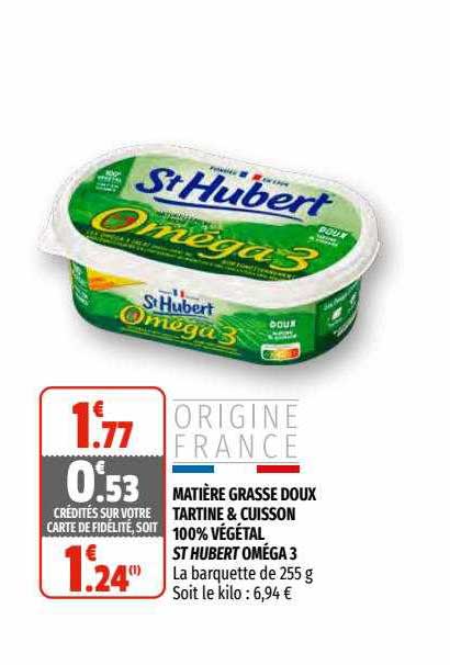 matière grasse doux tartine & cuisson 100% végétal st hubert oméga 3