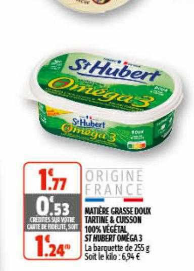 matière grasse doux tartine & cuisson 100% végétal st hubert oméga 3