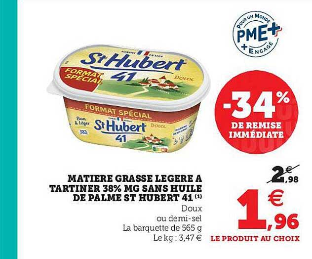matière grasse légère à tartiner 38% mg sans huile de palme st hubert 41