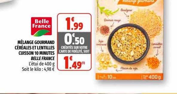 mélange gourmand céréales et lentilles cuisson 10 minutes belle france