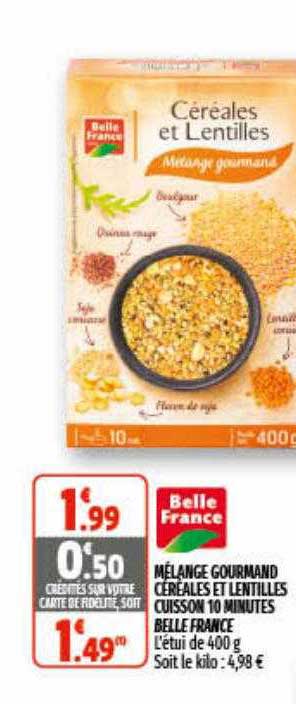 mélange gourmand céréales et lentilles cuisson 10 minutes belle france
