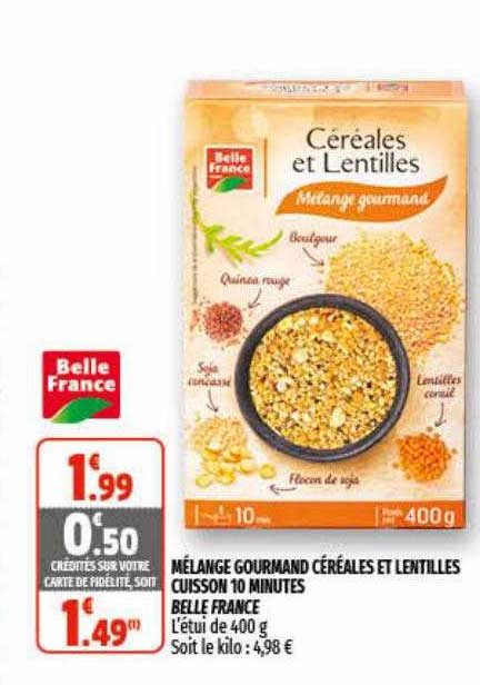 mélange gourmand céréales et lentilles cuisson 10 minutes belle france