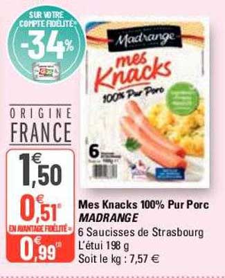 mes knacks 100% pur porc madrange