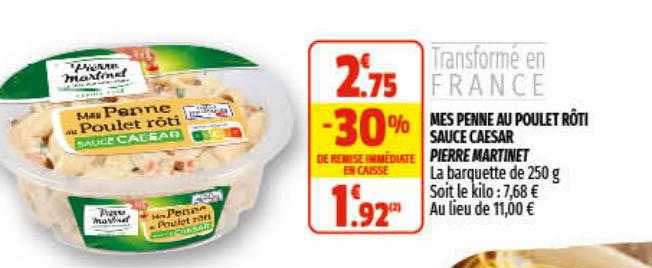 mes penne au poulet rôti sauce caesar pierre martinet