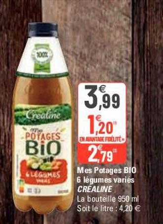 mes potages bio 6 légumes variés créaline