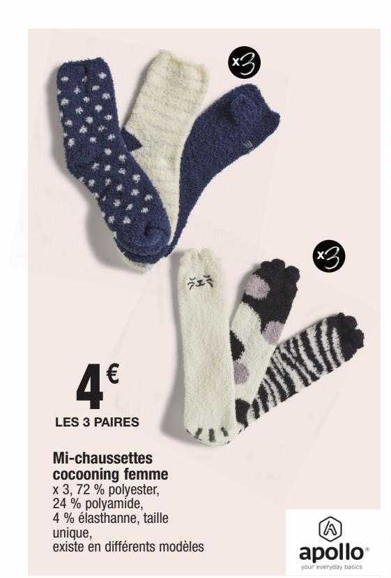 mi-chaussettes cocooning femme apollo