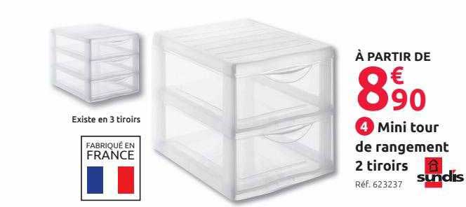 Mini Tour De Rangement 2 Tiroirs Sundis