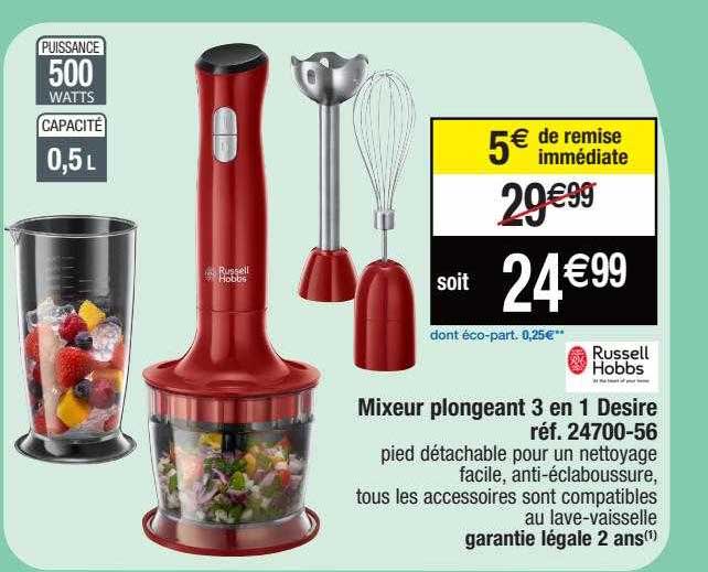 mixeur plongeant 3 en 1 desire russell hobbs