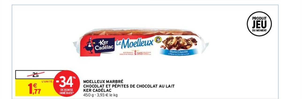 moelleux marbré chocolat et pépites de chocolat au lait ker cadélac
