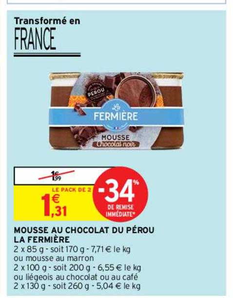 Mousse Au Chocolat Du Pérou La Fermière