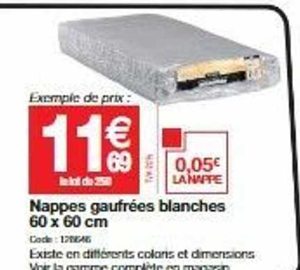 nappes gaufrées blanches 60 x 60 cm