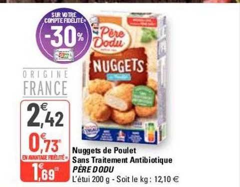 nuggets de poulet sans traitement antibiotique père dodu