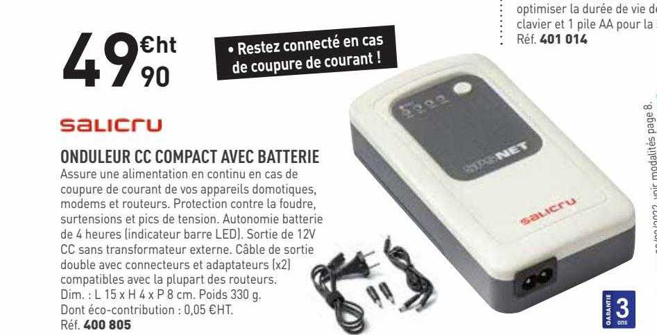 onduleur cc compact avec batterie salicru