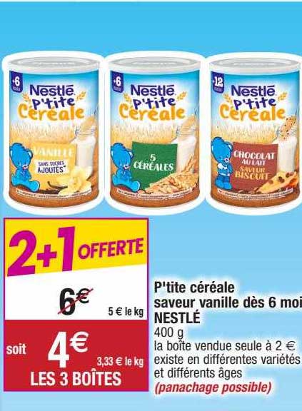 p'tite céréale saveur vanille dès 6 mois nestlé