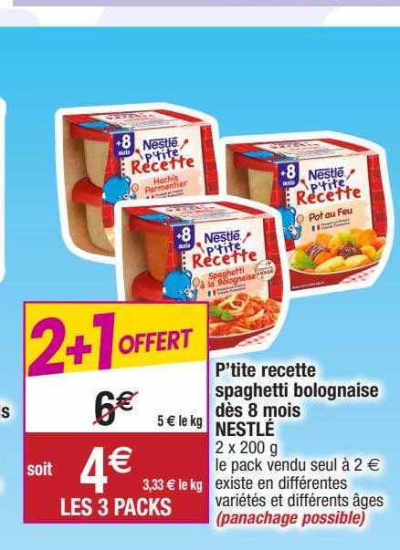p'tite recette spaghetti bolognaise dès 8 mois nestlé