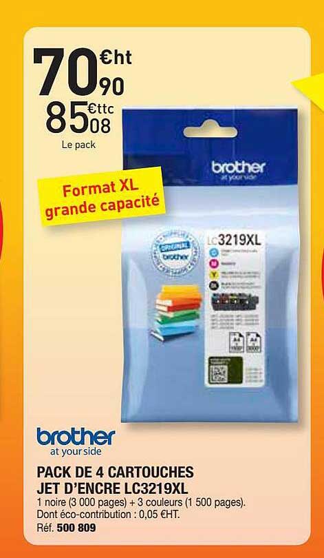 pack de 4 cartouches jet d'encre lc3219xl brother