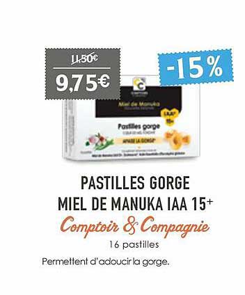pastilles gorge miel de manuka iaa 15+ comptoir & compagnie