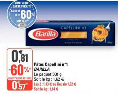 Pâtes Capellini N°1 Barilla