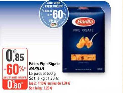 pâtes pipe rigate barilla