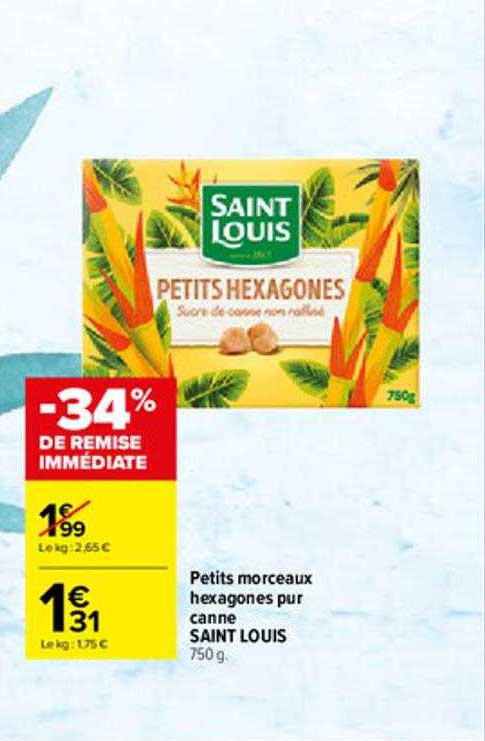 petits morceaux hexagones pur canne saint louis