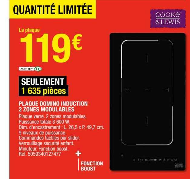 Plaque Domino Induction 2 Zones Modulables Cooke & Lewis