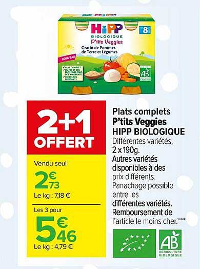 plats complets p'tits veggies hipp biologique
