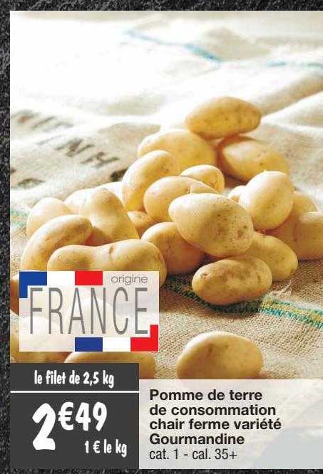 pomme de terre de consommation chair ferme variété gourmandine