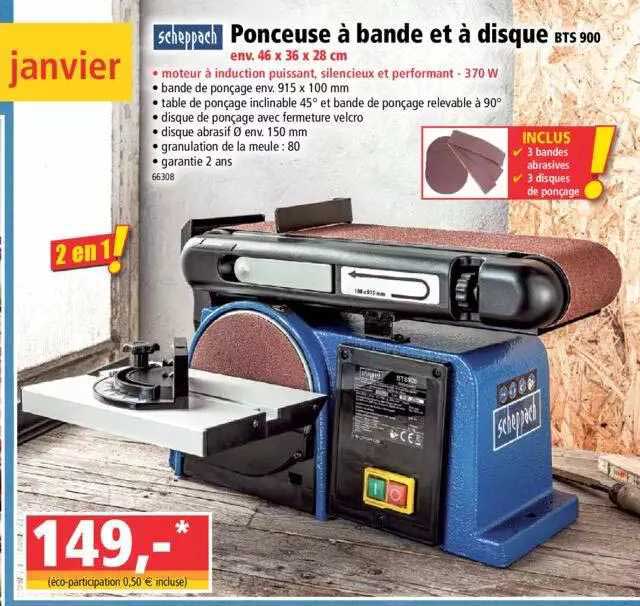 ponceuse à bande et à disque bts 900 scheppach
