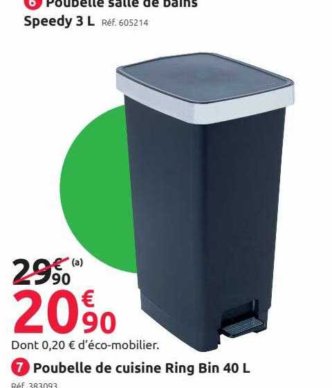 poubelle de cuisine ring bin 40 l