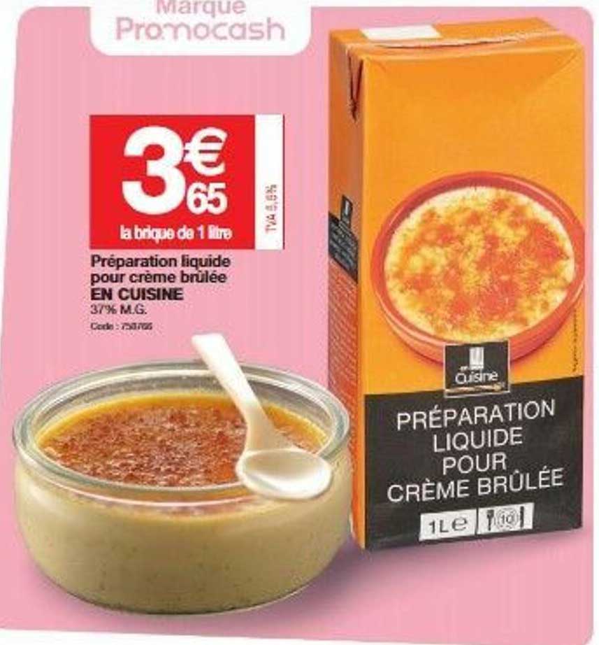 préparation liquide pour crème brûlée en cuisine