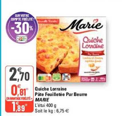 Quiche Lorraine Pâte Feuilletée Pur Beurre Marie
